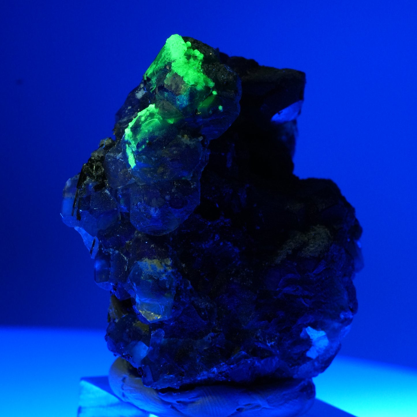 Phantom Fluorit hexagonal, Schörl Turmalin, Muskovit, Hyalit Erongo, Namibia 53*42*30mm #13653