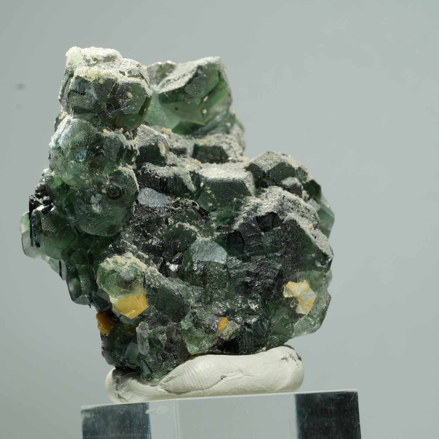 Phantom Fluorit hexagonal, Schörl Turmalin, Muskovit, Hyalit Erongo, Namibia 53*42*30mm #13653