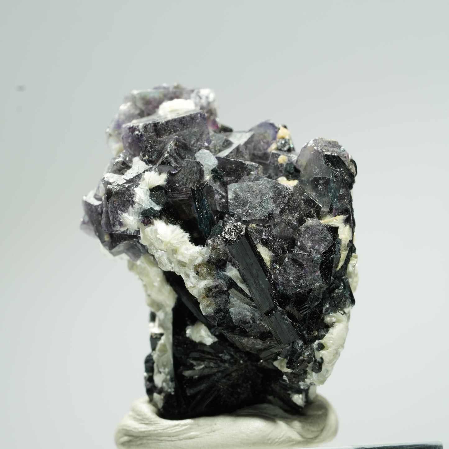 Bunte Phantom Fluorit Würfel, Schörl Turmalin, Muskovit Erongo, Namibia 35*25*25mm #13654