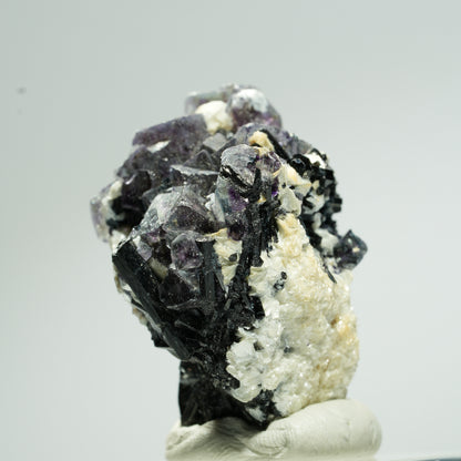 Bunte Phantom Fluorit Würfel, Schörl Turmalin, Muskovit Erongo, Namibia 35*25*25mm #13654
