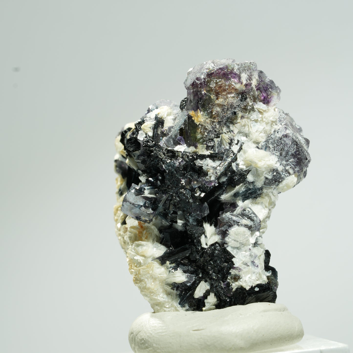 Bunte Phantom Fluorit Würfel, Schörl Turmalin, Muskovit Erongo, Namibia 35*25*25mm #13654