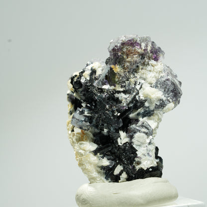 Bunte Phantom Fluorit Würfel, Schörl Turmalin, Muskovit Erongo, Namibia 35*25*25mm #13654