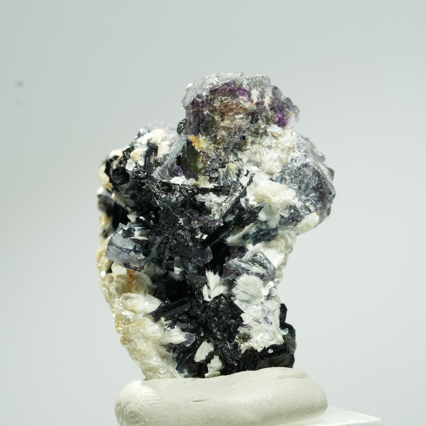 Bunte Phantom Fluorit Würfel, Schörl Turmalin, Muskovit Erongo, Namibia 35*25*25mm #13654