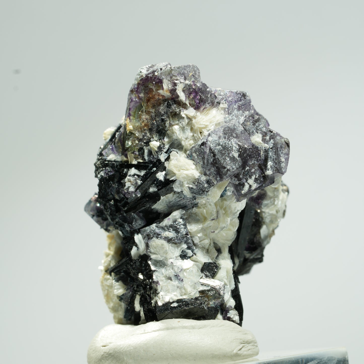 Bunte Phantom Fluorit Würfel, Schörl Turmalin, Muskovit Erongo, Namibia 35*25*25mm #13654