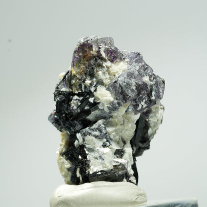 Bunte Phantom Fluorit Würfel, Schörl Turmalin, Muskovit Erongo, Namibia 35*25*25mm #13654