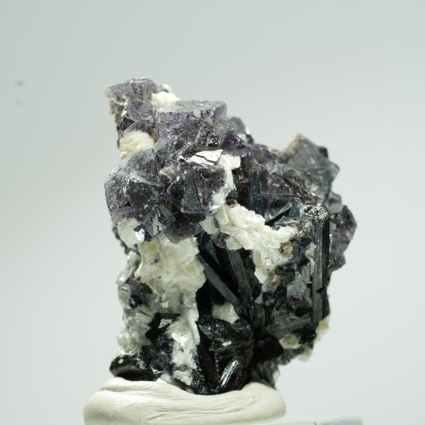 Bunte Phantom Fluorit Würfel, Schörl Turmalin, Muskovit Erongo, Namibia 35*25*25mm #13654