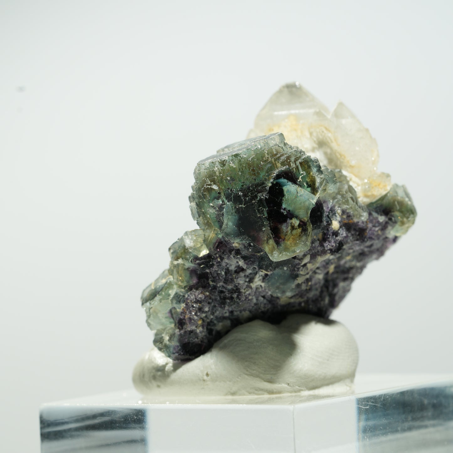 Seltene klare Phantom Fluorit Würfel, Quarz Stufe Okorusu, Namibia 29*29*19mm #13655