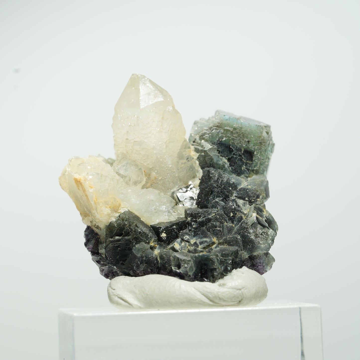Seltene klare Phantom Fluorit Würfel, Quarz Stufe Okorusu, Namibia 29*29*19mm #13655