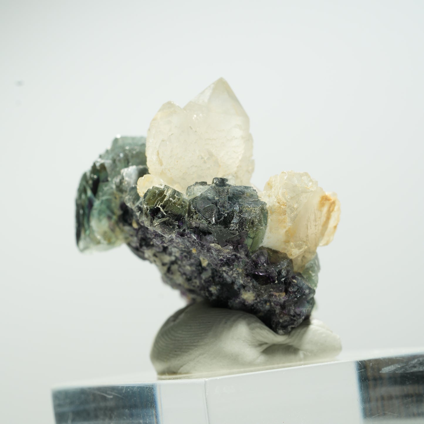Seltene klare Phantom Fluorit Würfel, Quarz Stufe Okorusu, Namibia 29*29*19mm #13655