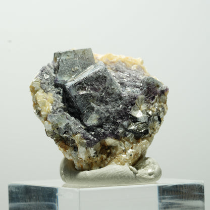 Bunte Phantom Fluorit Würfel, Schörl Turmalin, Muskovit Erongo, Namibia 31*28*19mm #13656