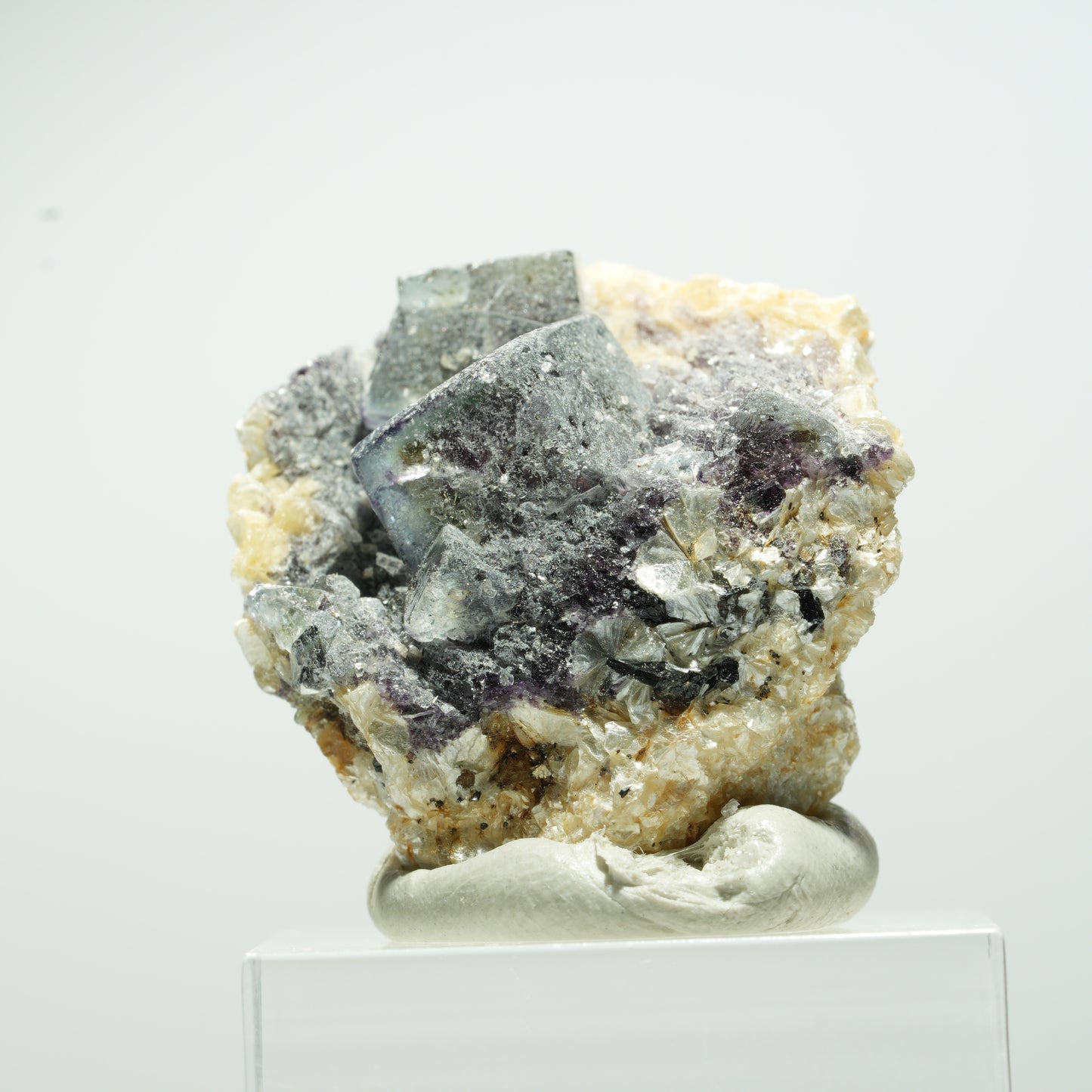 Bunte Phantom Fluorit Würfel, Schörl Turmalin, Muskovit Erongo, Namibia 31*28*19mm #13656