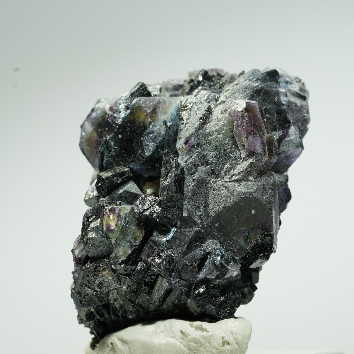 Bunte Phantom Fluorit Würfel, Schörl Turmalin, Muskovit Erongo, Namibia 44*31*29mm #13659