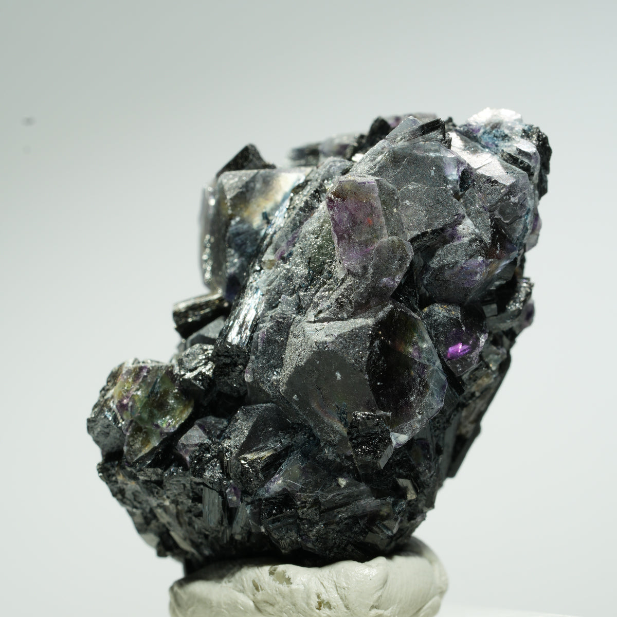 Bunte Phantom Fluorit Würfel, Schörl Turmalin, Muskovit Erongo, Namibia 44*31*29mm #13659