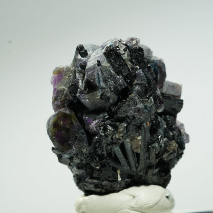 Bunte Phantom Fluorit Würfel, Schörl Turmalin, Muskovit Erongo, Namibia 44*31*29mm #13659
