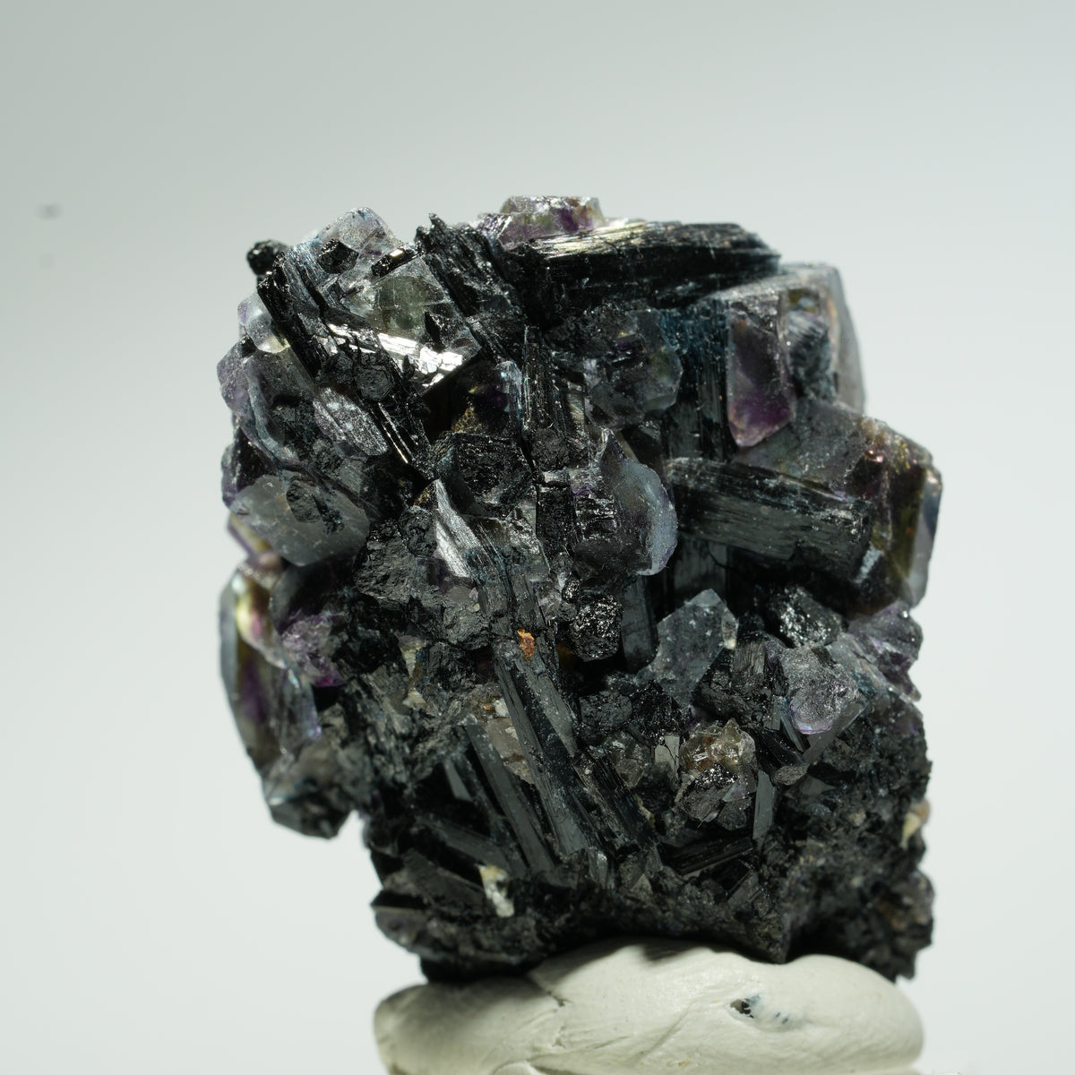 Bunte Phantom Fluorit Würfel, Schörl Turmalin, Muskovit Erongo, Namibia 44*31*29mm #13659
