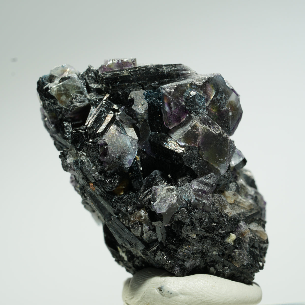 Bunte Phantom Fluorit Würfel, Schörl Turmalin, Muskovit Erongo, Namibia 44*31*29mm #13659