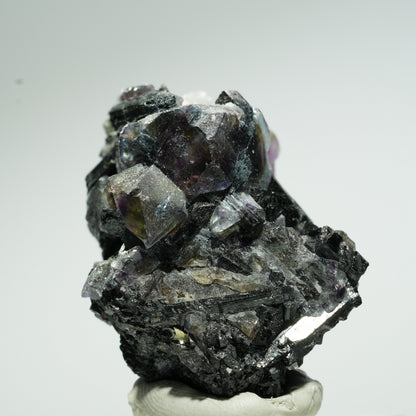 Bunte Phantom Fluorit Würfel, Schörl Turmalin, Muskovit Erongo, Namibia 44*31*29mm #13659