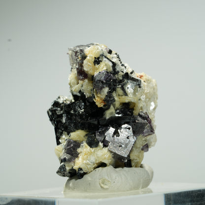 Bunte Phantom Fluorit Würfel, Schörl Turmalin, Muskovit Erongo, Namibia 26*22*19mm #13663