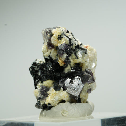 Bunte Phantom Fluorit Würfel, Schörl Turmalin, Muskovit Erongo, Namibia 26*22*19mm #13663