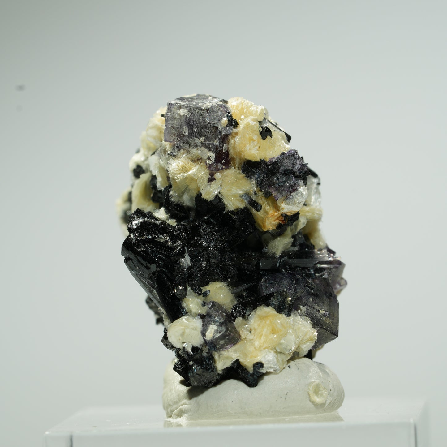 Bunte Phantom Fluorit Würfel, Schörl Turmalin, Muskovit Erongo, Namibia 26*22*19mm #13663