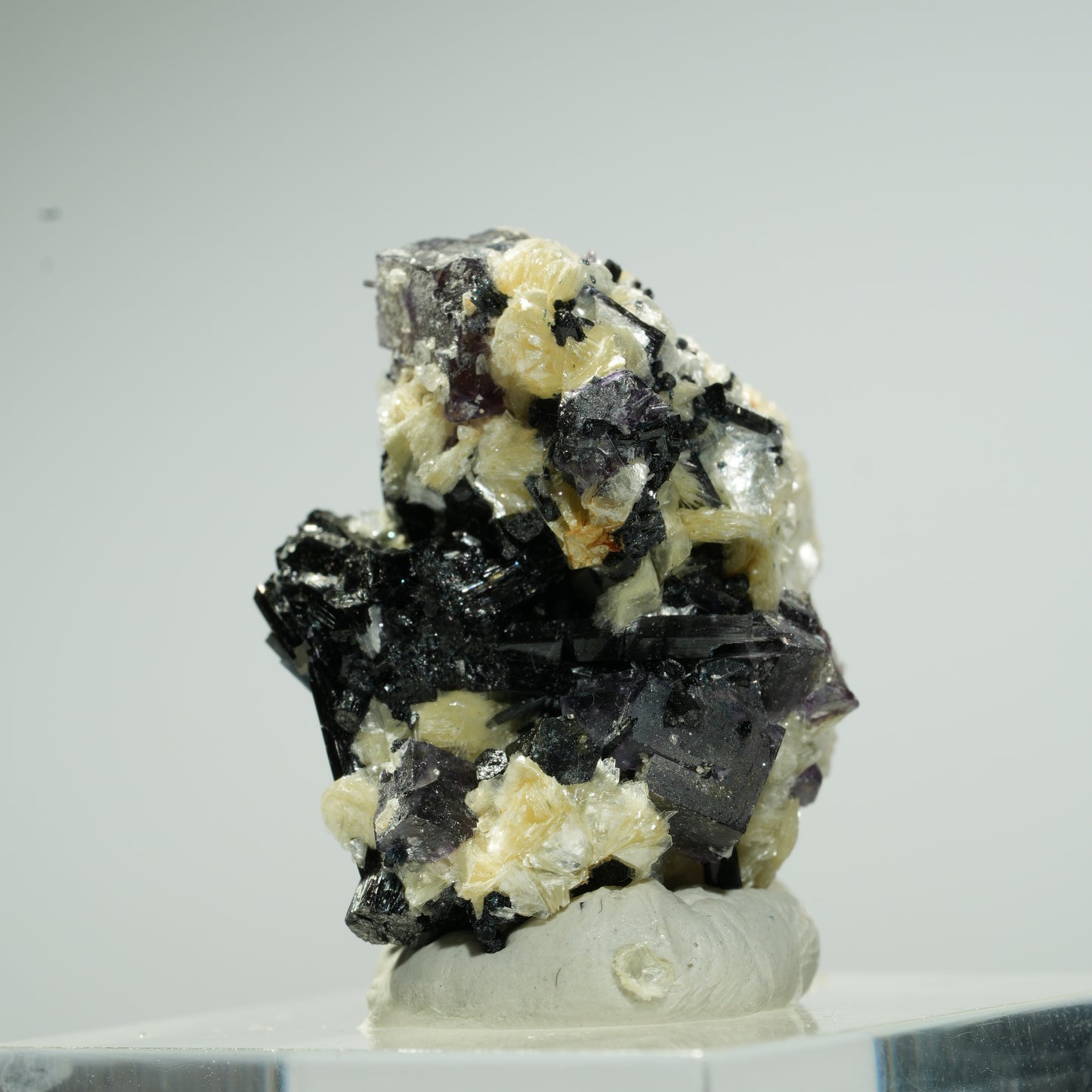 Bunte Phantom Fluorit Würfel, Schörl Turmalin, Muskovit Erongo, Namibia 26*22*19mm #13663
