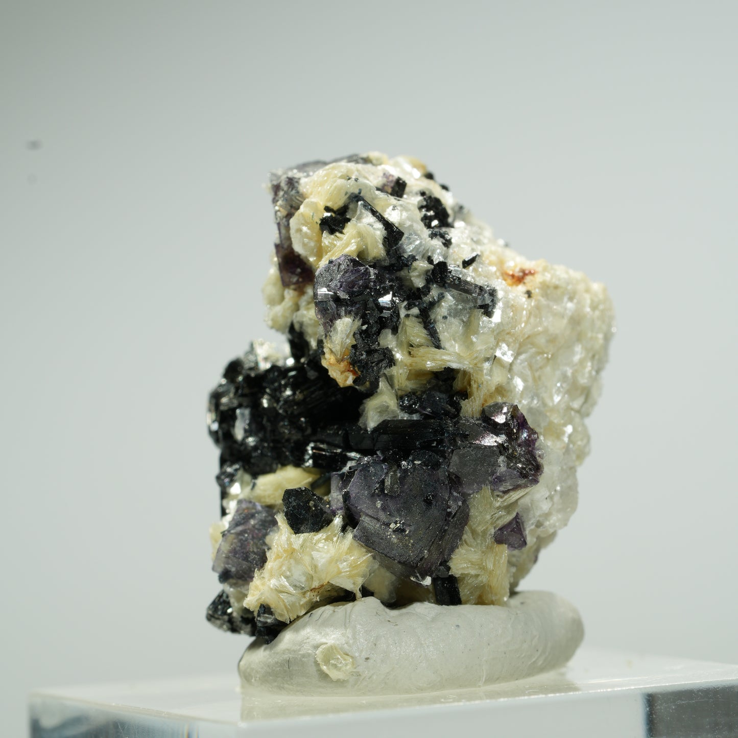 Bunte Phantom Fluorit Würfel, Schörl Turmalin, Muskovit Erongo, Namibia 26*22*19mm #13663