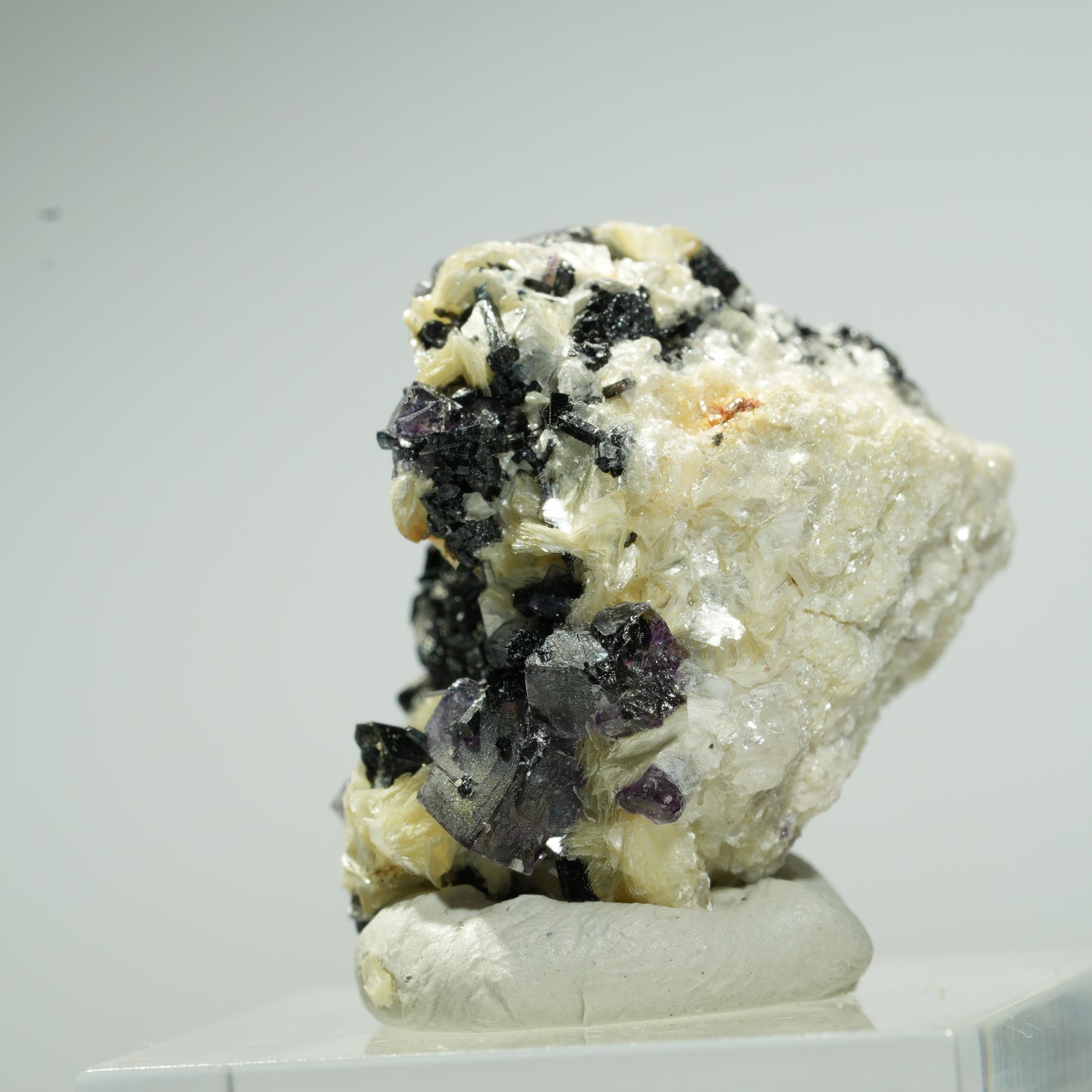 Bunte Phantom Fluorit Würfel, Schörl Turmalin, Muskovit Erongo, Namibia 26*22*19mm #13663