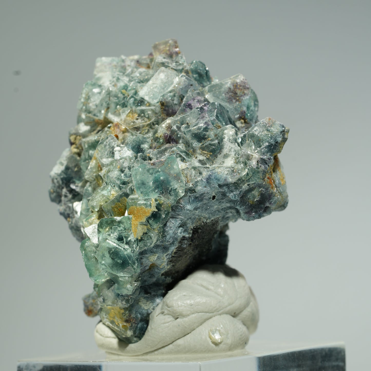 Seltene Phantom Fluorit Würfel, Schörl Turmalin Stufe Erongo, Namibia 31*35*31mm #13664