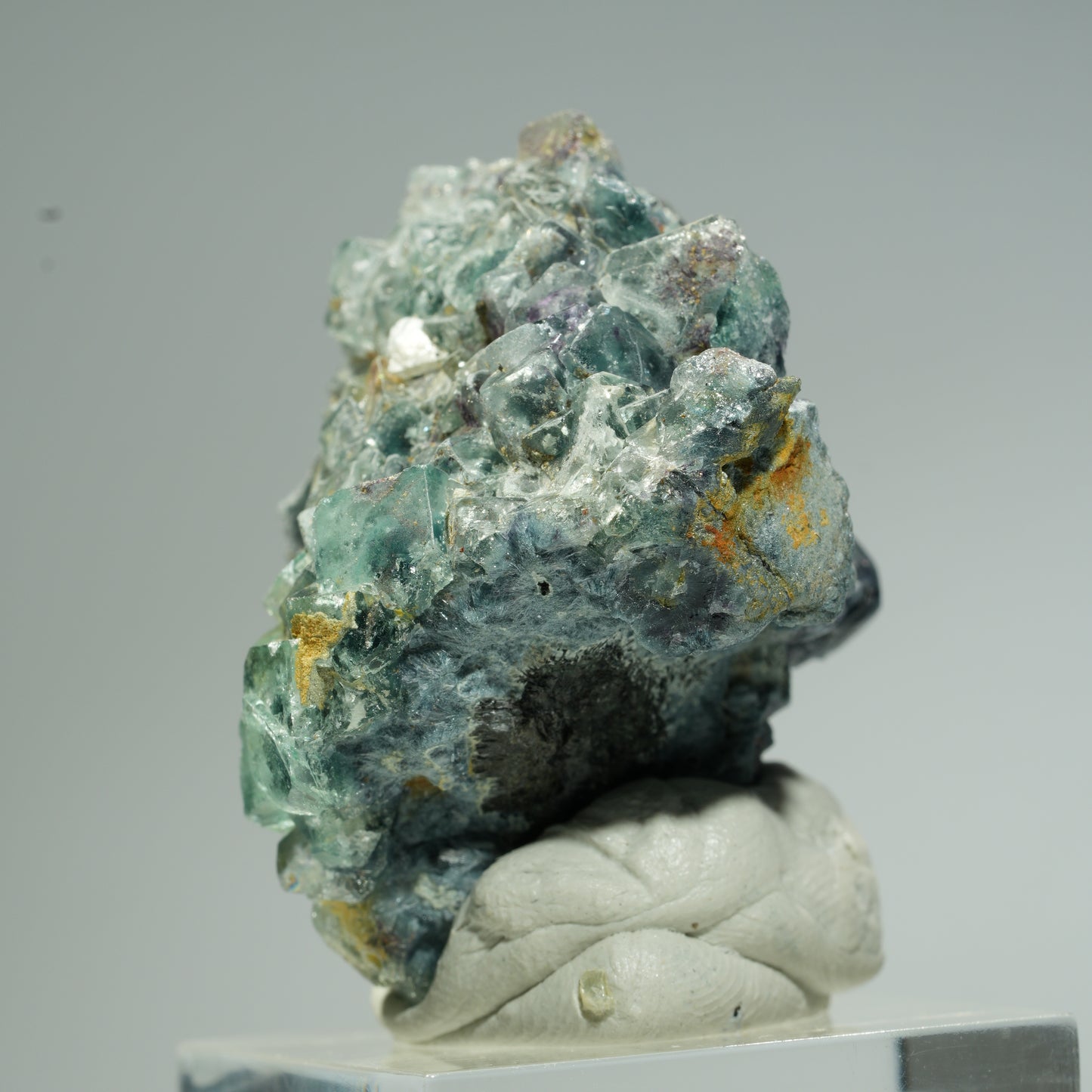 Seltene Phantom Fluorit Würfel, Schörl Turmalin Stufe Erongo, Namibia 31*35*31mm #13664