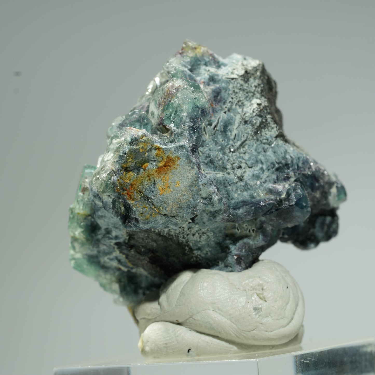 Seltene Phantom Fluorit Würfel, Schörl Turmalin Stufe Erongo, Namibia 31*35*31mm #13664