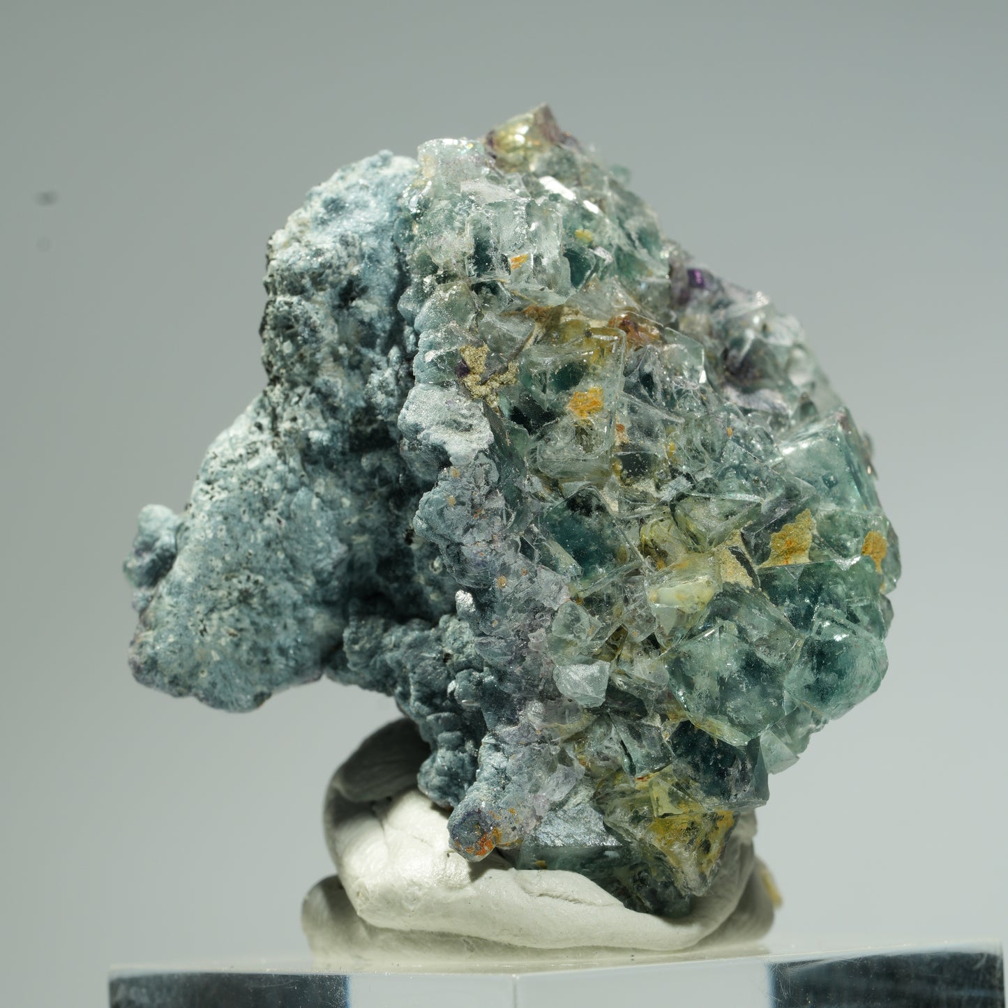 Seltene Phantom Fluorit Würfel, Schörl Turmalin Stufe Erongo, Namibia 31*35*31mm #13664