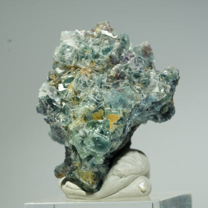 Seltene Phantom Fluorit Würfel, Schörl Turmalin Stufe Erongo, Namibia 31*35*31mm #13664
