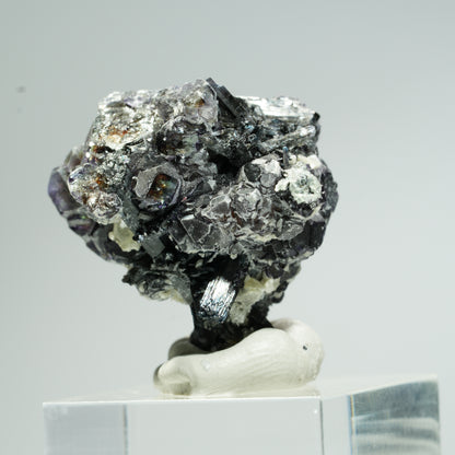 Bunte Phantom Fluorit, Schörl Turmalin, Hyalit Opal, Muskovit Erongo, Namibia 32*31*25mm #13665
