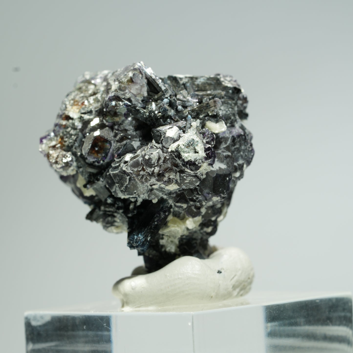 Bunte Phantom Fluorit, Schörl Turmalin, Hyalit Opal, Muskovit Erongo, Namibia 32*31*25mm #13665
