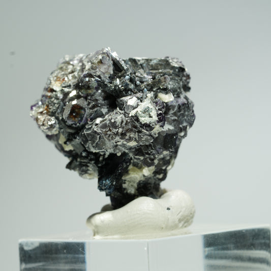 Bunte Phantom Fluorit, Schörl Turmalin, Hyalit Opal, Muskovit Erongo, Namibia 32*31*25mm #13665