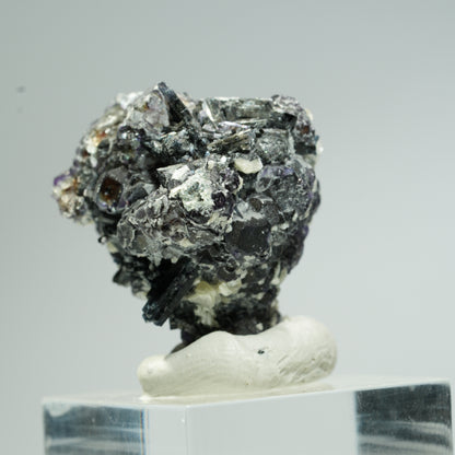 Bunte Phantom Fluorit, Schörl Turmalin, Hyalit Opal, Muskovit Erongo, Namibia 32*31*25mm #13665