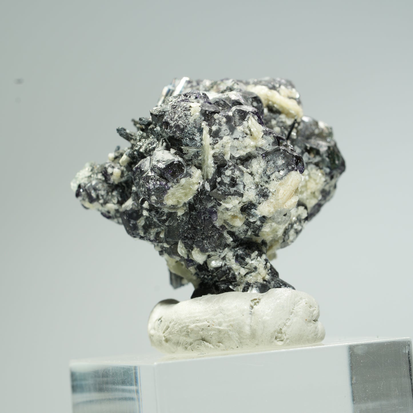 Bunte Phantom Fluorit, Schörl Turmalin, Hyalit Opal, Muskovit Erongo, Namibia 32*31*25mm #13665