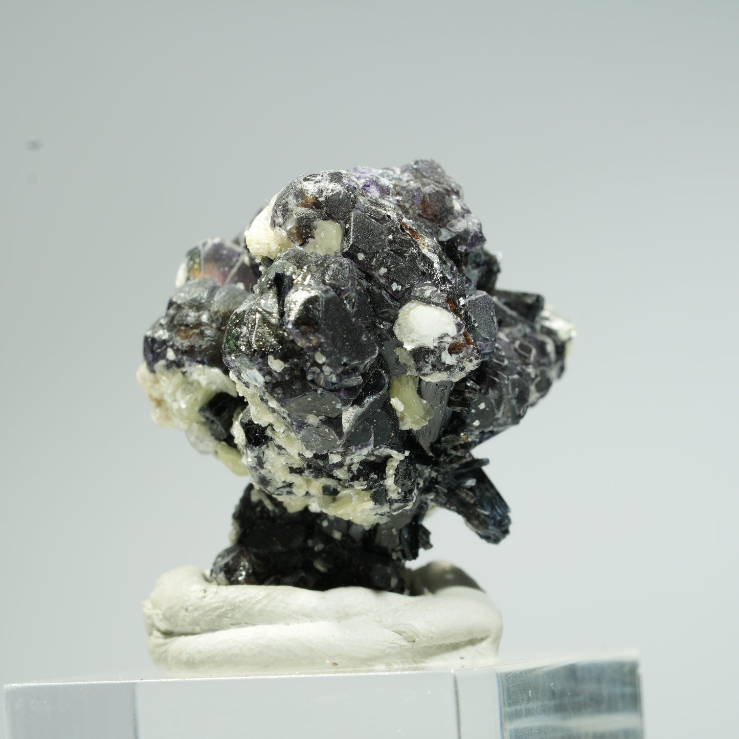 Bunte Phantom Fluorit, Schörl Turmalin, Hyalit Opal, Muskovit Erongo, Namibia 32*31*25mm #13665