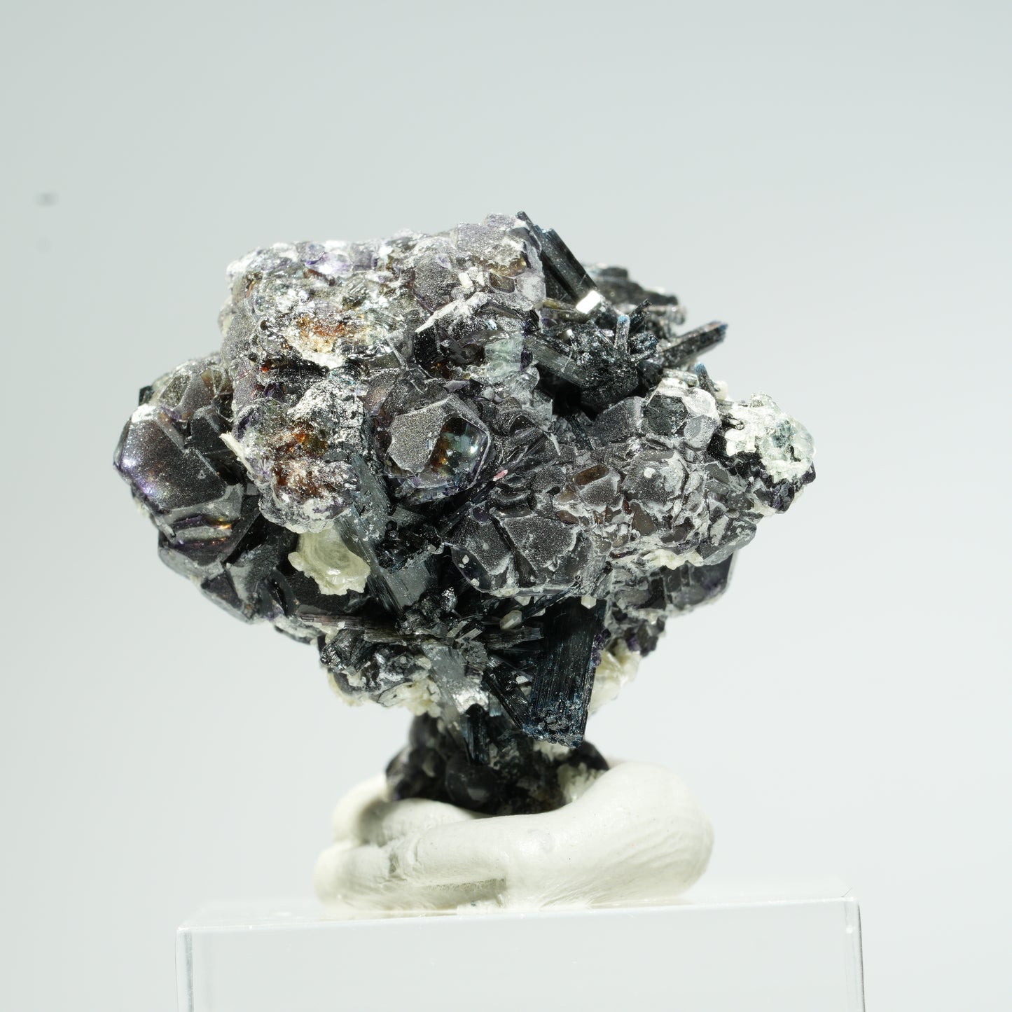Bunte Phantom Fluorit, Schörl Turmalin, Hyalit Opal, Muskovit Erongo, Namibia 32*31*25mm #13665