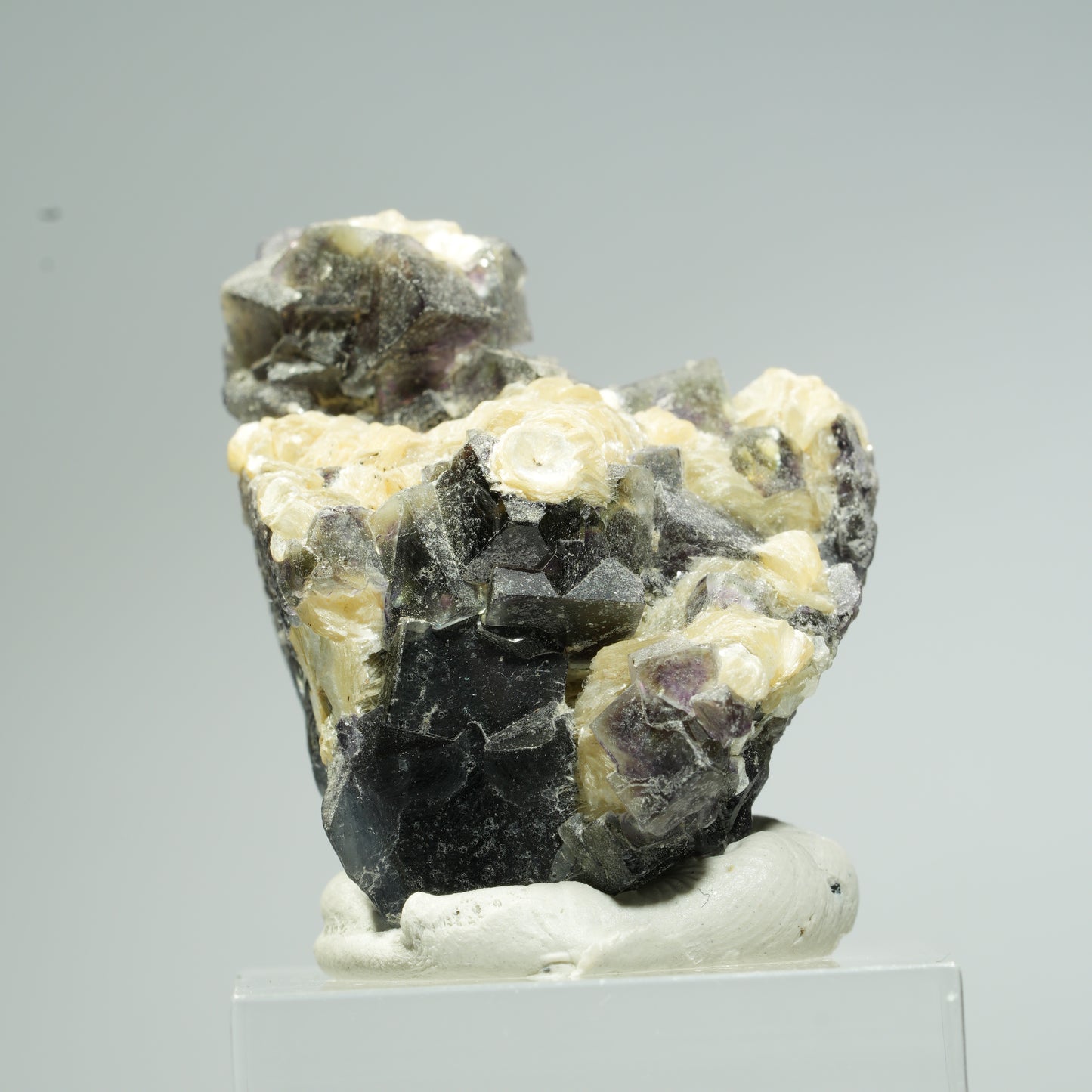 Bunte Phantom Fluorit, Schörl Turmalin, Hyalit Opal, Muskovit Erongo, Namibia 37*30*26mm #13666