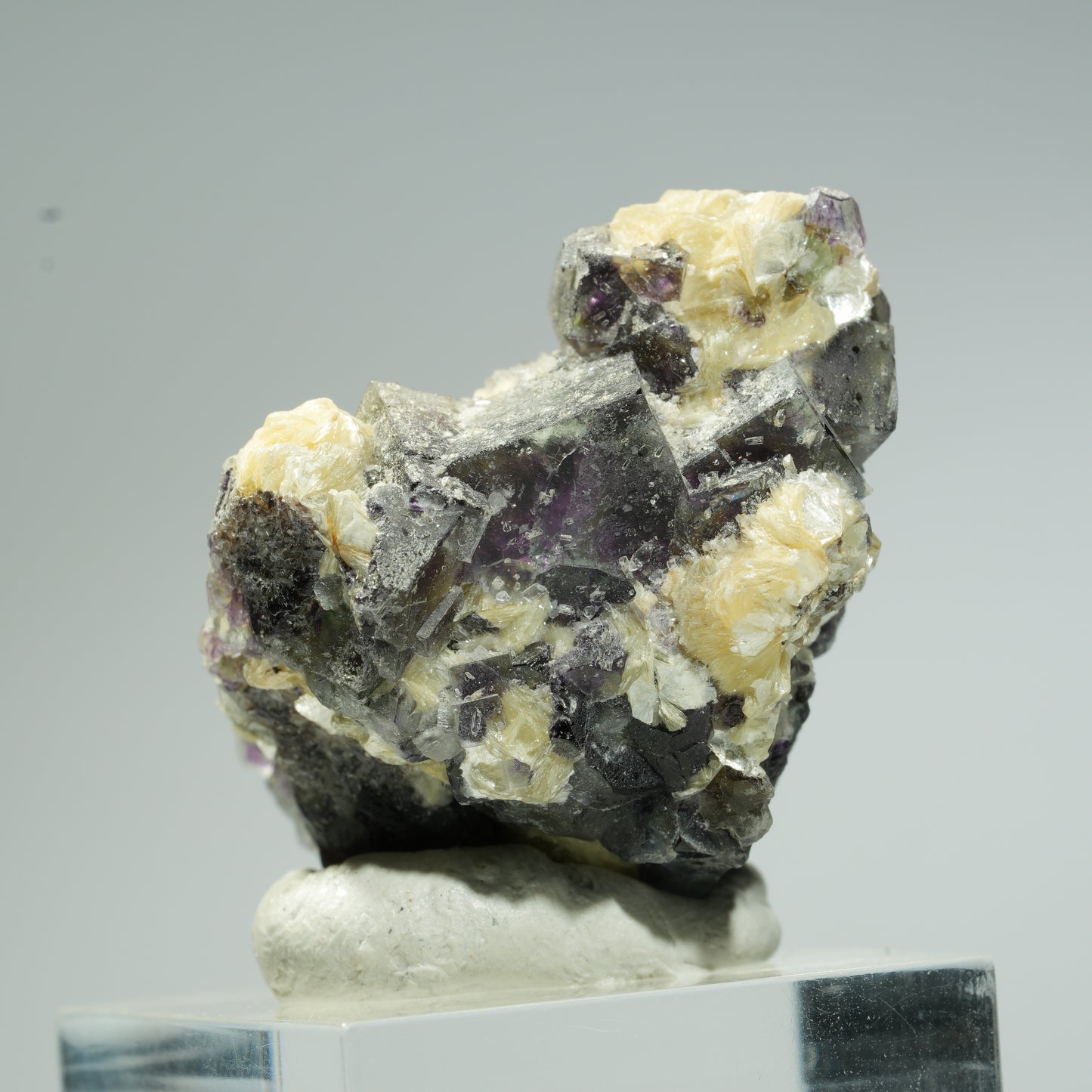 Bunte Phantom Fluorit, Schörl Turmalin, Hyalit Opal, Muskovit Erongo, Namibia 37*30*26mm #13666