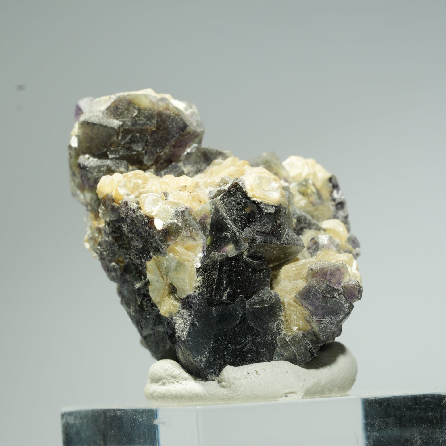 Bunte Phantom Fluorit, Schörl Turmalin, Hyalit Opal, Muskovit Erongo, Namibia 37*30*26mm #13666