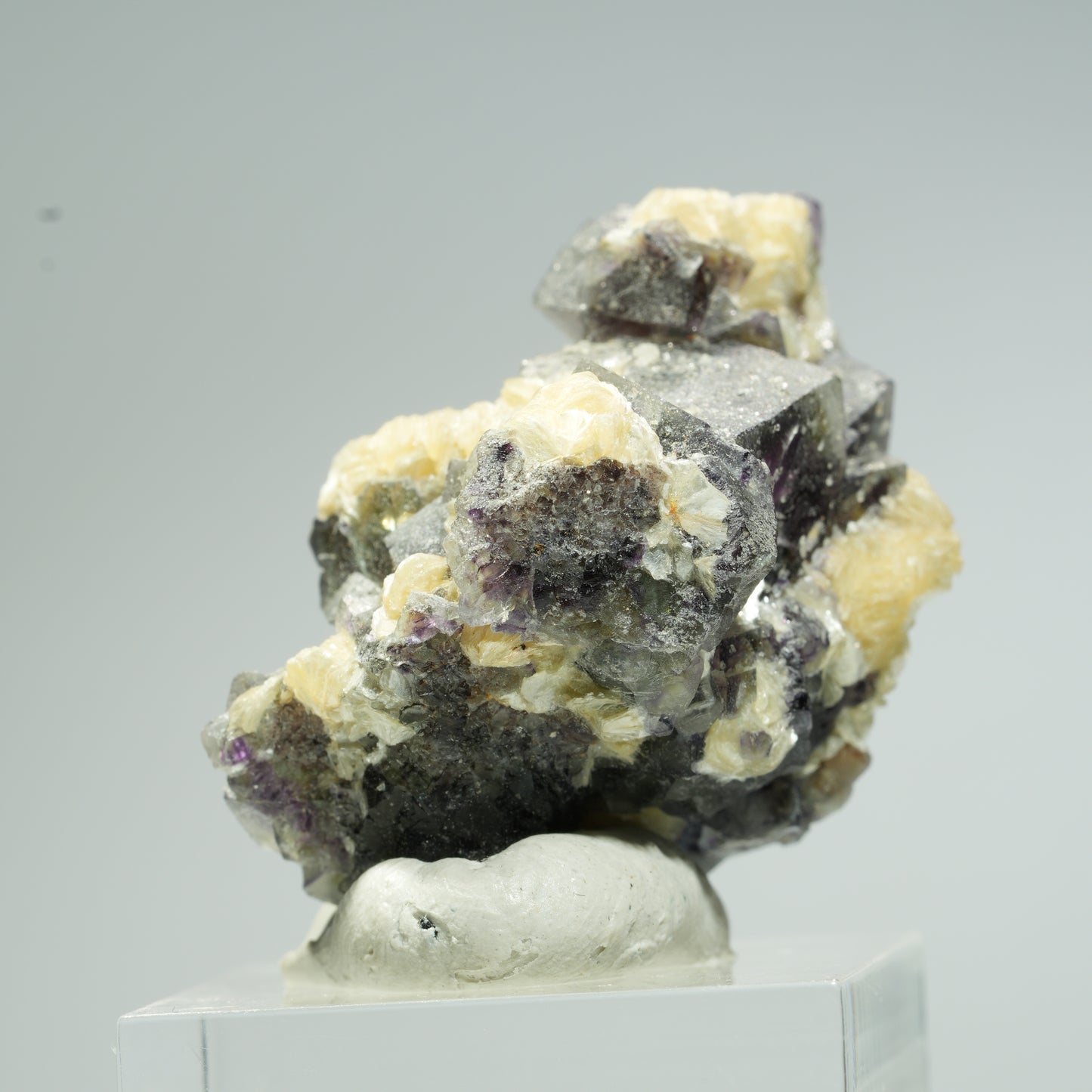 Bunte Phantom Fluorit, Schörl Turmalin, Hyalit Opal, Muskovit Erongo, Namibia 37*30*26mm #13666
