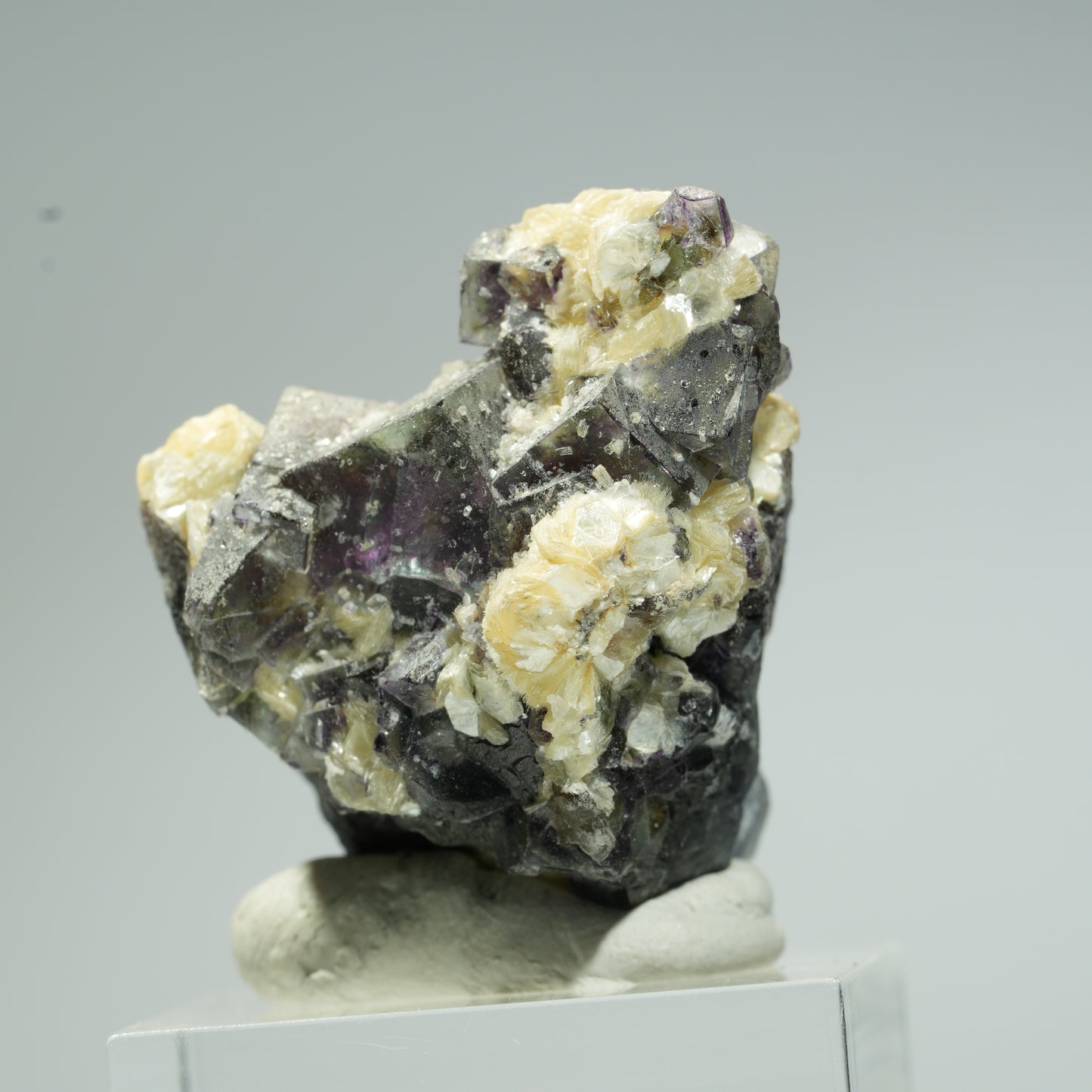 Bunte Phantom Fluorit, Schörl Turmalin, Hyalit Opal, Muskovit Erongo, Namibia 37*30*26mm #13666