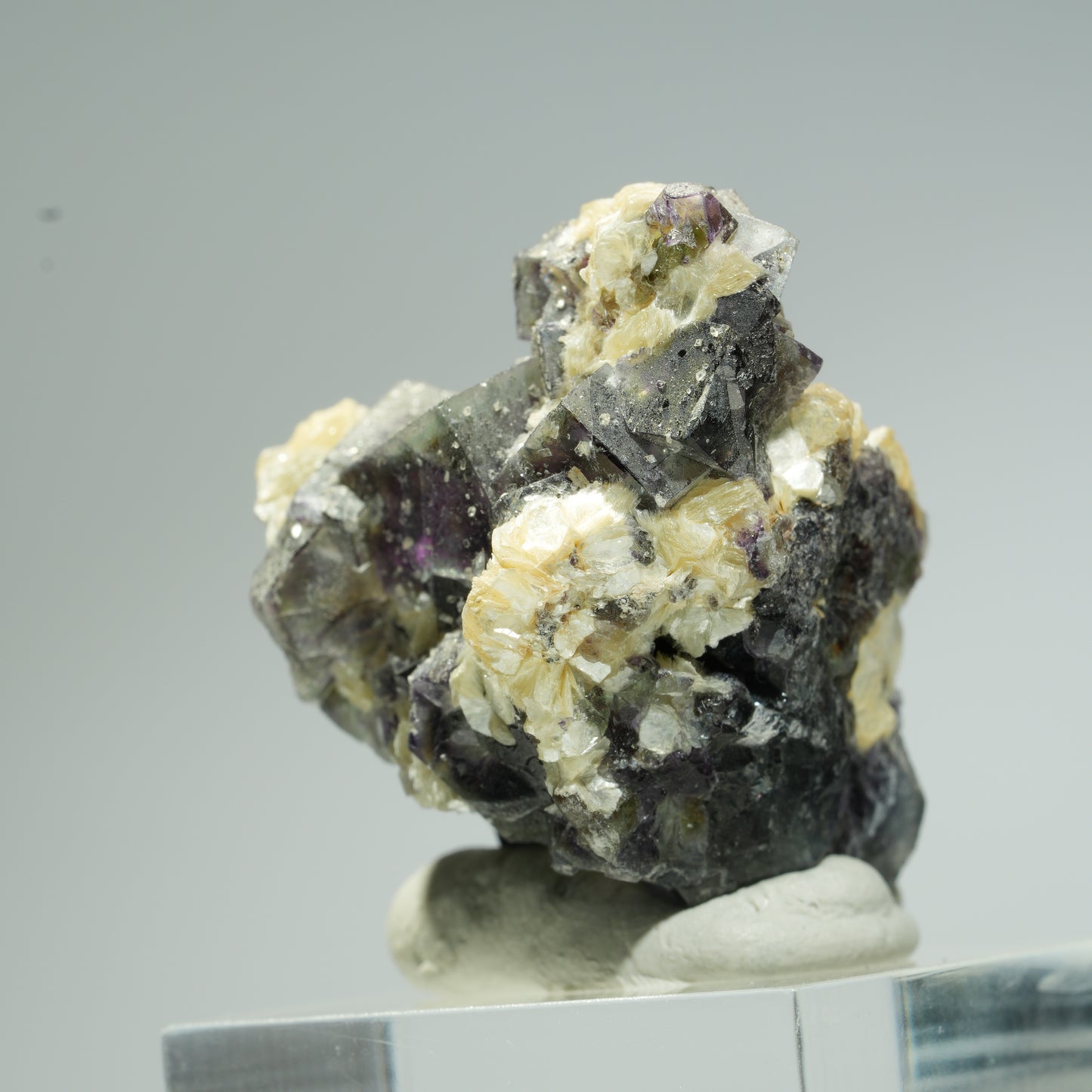 Bunte Phantom Fluorit, Schörl Turmalin, Hyalit Opal, Muskovit Erongo, Namibia 37*30*26mm #13666
