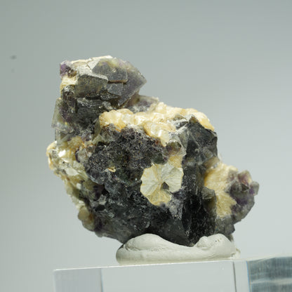 Bunte Phantom Fluorit, Schörl Turmalin, Hyalit Opal, Muskovit Erongo, Namibia 37*30*26mm #13666