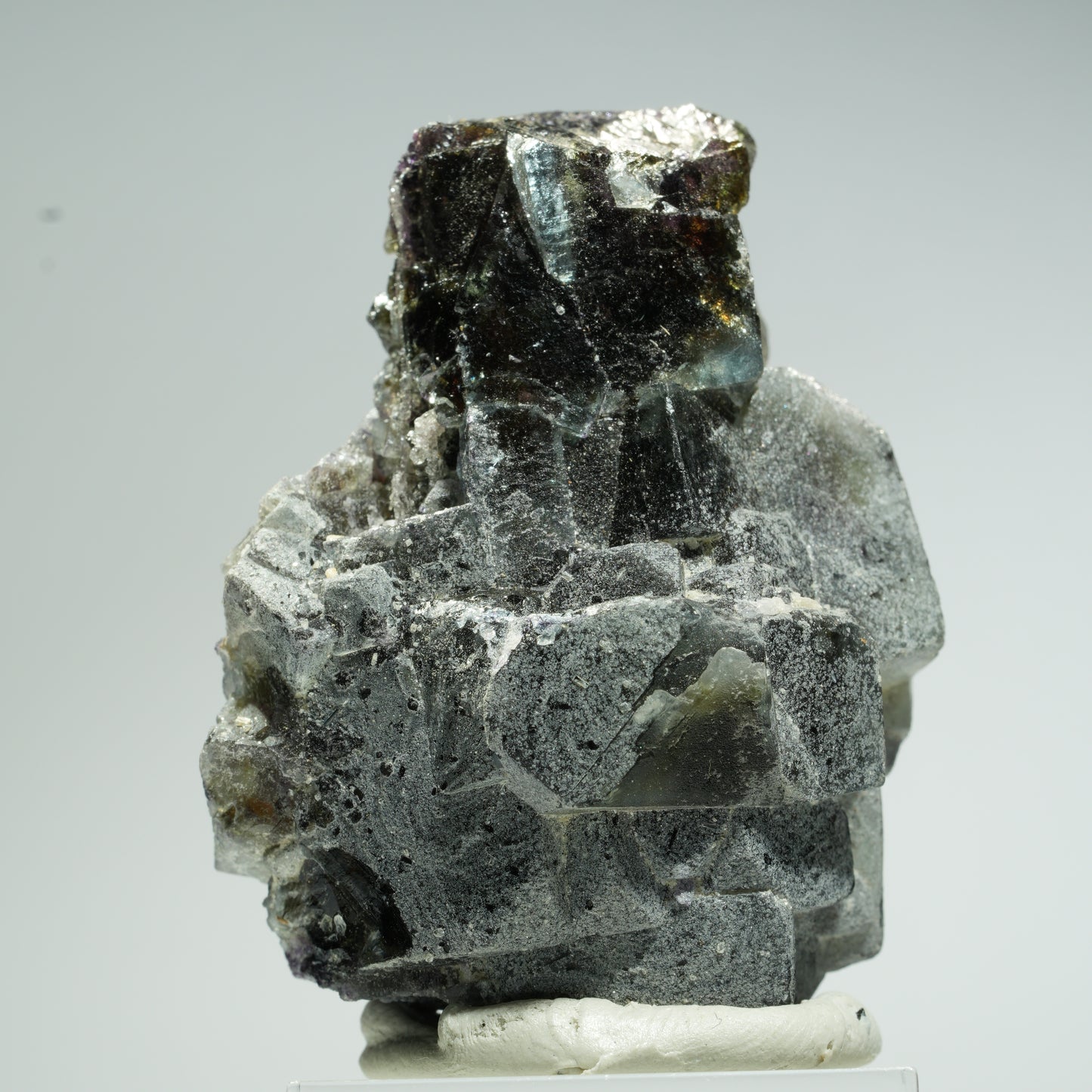Bunte Phantom Fluorit, Schörl Turmalin, Hyalit Opal, Muskovit Erongo, Namibia 47*36*28mm #13667