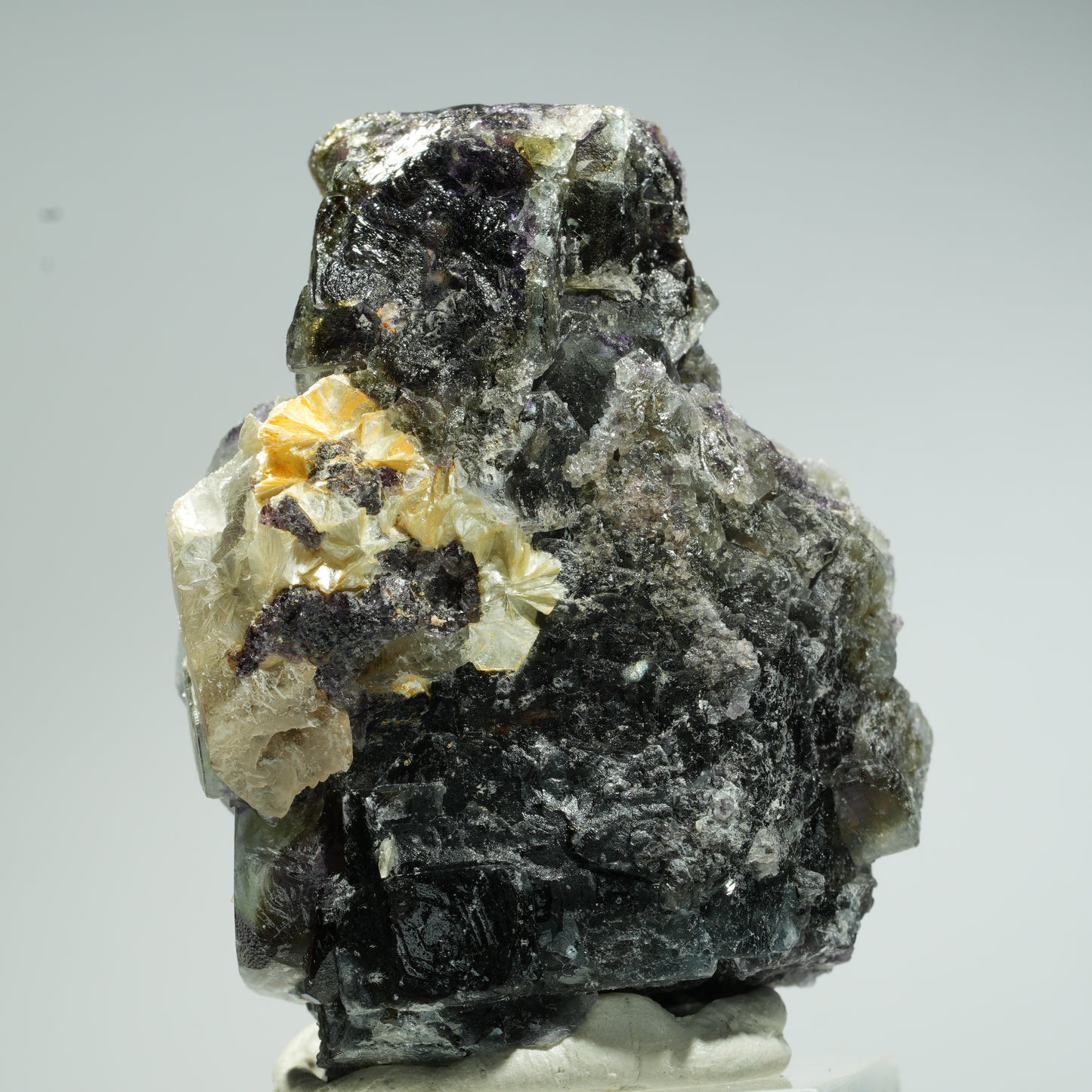 Bunte Phantom Fluorit, Schörl Turmalin, Hyalit Opal, Muskovit Erongo, Namibia 47*36*28mm #13667