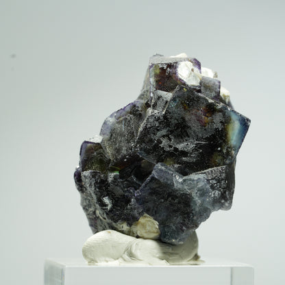Bunte Phantom Fluorit Würfel, Muskovit Stufe Erongo, Namibia 36*24*22mm #13668