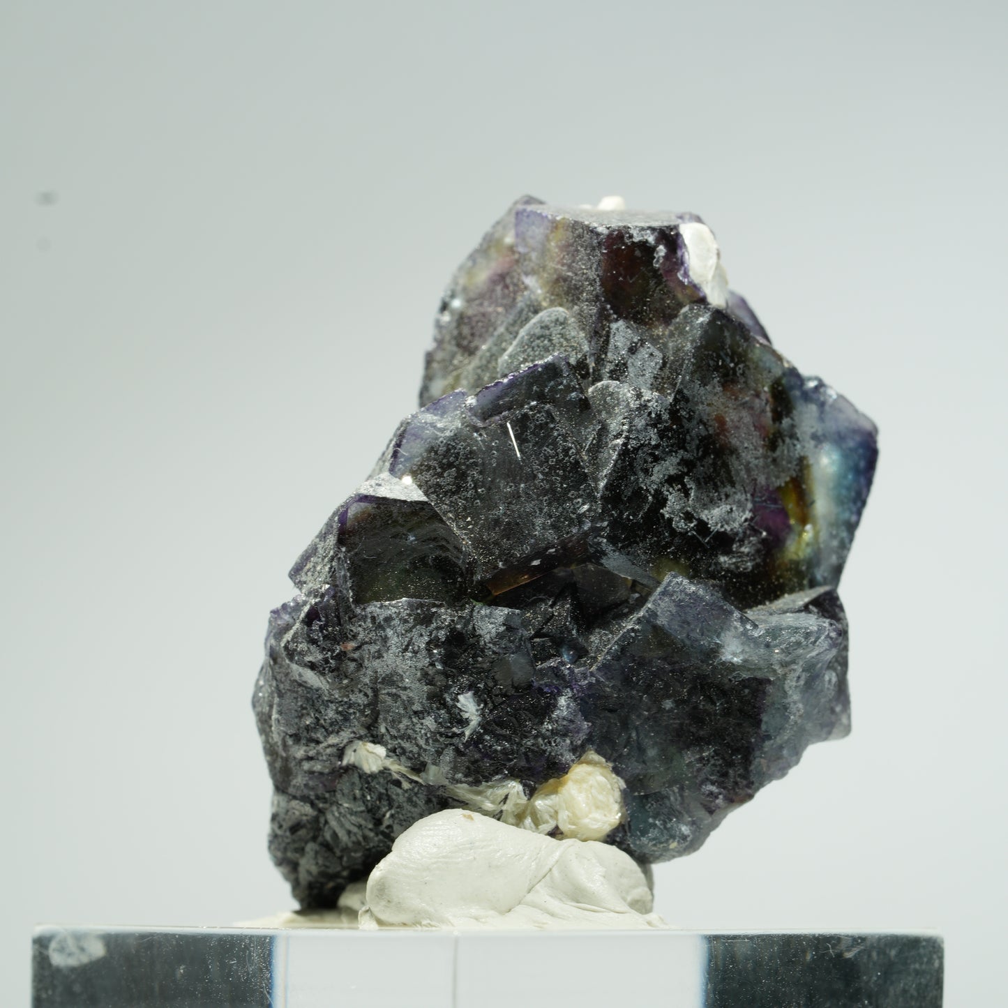 Bunte Phantom Fluorit Würfel, Muskovit Stufe Erongo, Namibia 36*24*22mm #13668